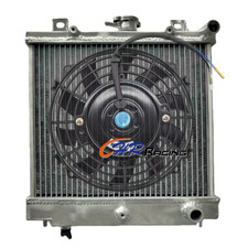 3 Row Aluminum Radiator+Fan for 1989 1990 1991 Nissan Pao MA10S 1.0L Manual MT