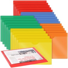 25 Pack Vinyl Plastic Colored File Folders with Clear Front Pocket 11.75 x 9....