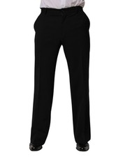 Dolce & Gabbana Black Wool Straight Men Dress Trouser Men's Pants Authentic
