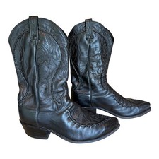 Vintage Mens Dan Post Cowboy Boots Black Size...