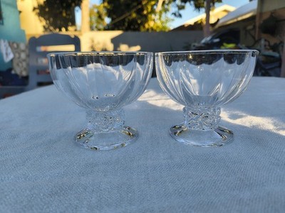 Pair of Vintage RCR Crystal Champagne Bowls  Italian Rose Stem Glasses