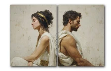 Greek Couple Art Print, Greece Cultural Heritage, 2 Set Posters, UNFRAMED