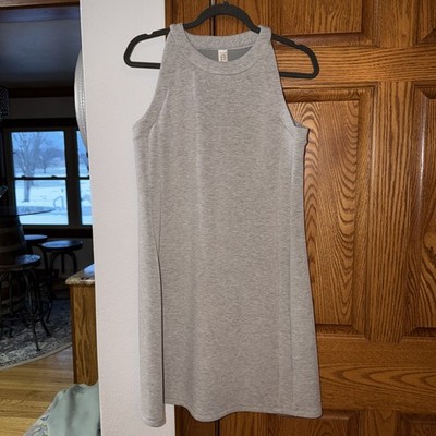 SPANX Air Essentials Crew Neck Dress Grey Heather Medium Euc racer back