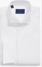 David Donahue Wing Collar French Cuff Regular Fit Tux Shirt Size 17.5 36/37