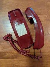 Vintage Spectra Phone Maroon Timeline Style Telephone Desk Wall Mount 