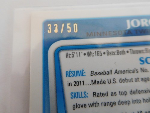 2011 Bowman Chrome Jorge Polanco Gold Refractor /50 1st RC - Picture 3 of 3