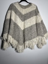 Vintage Granny Stitch Crochet Ponchos Sweater One Size