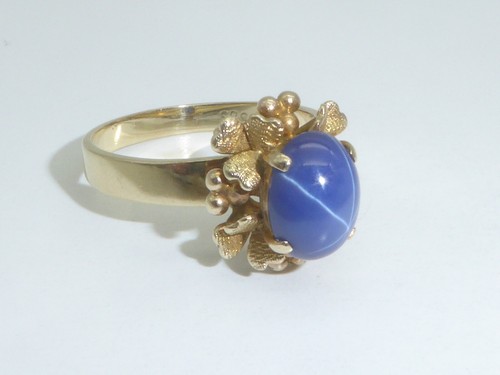 Anillo de oro 585 14K oro amarillo zafiro estrella anillo de oro RG 57 - 18,1 mm 9030 - Imagen 9 de 12
