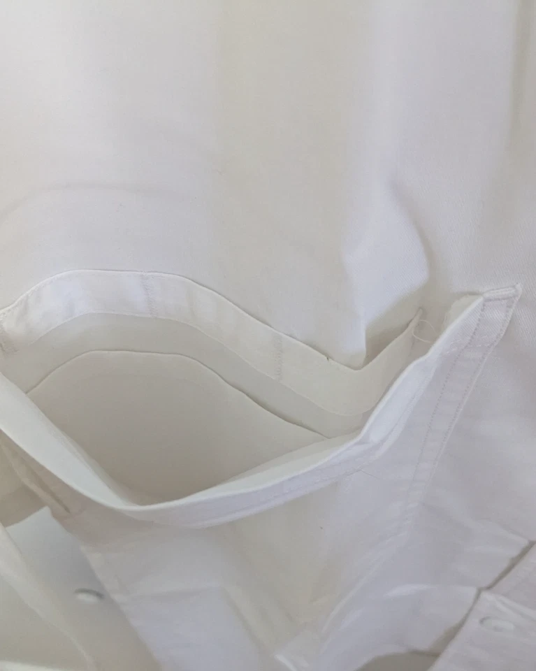 Cherokee Workwear Premium Core Stretch Unisex Lab Coat # 4421, SMALL Color~White - Image 3 of 4