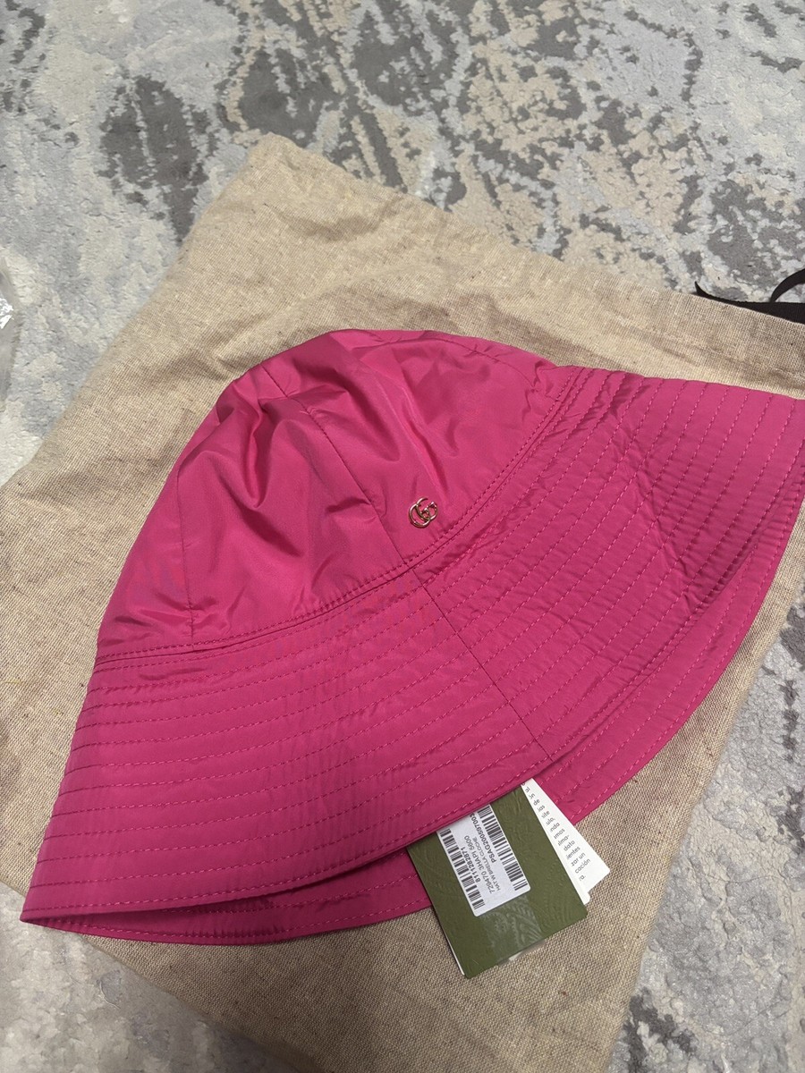 NEW GUCCI pink NYLON BRELLA BUCKET HAT CAP UNISEX ITALY SIZE  display picture 1