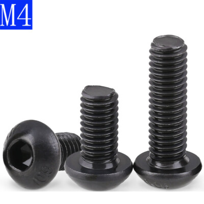 M4 4mm M4x0.7 black 10.9 Alloy Steel - Hex Socket BUTTON HEAD Screws - ISO7380