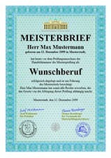 Premium Meisterbrief Meisterurkunde Meistertitel F&auml;lschungssicher- UK-10536
