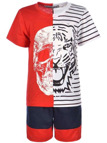 Kids Short T-Shirt Short Pants Set Capri Fabric Outfit Summer 2-Piece Boy 30308 - Picture 4 of 13