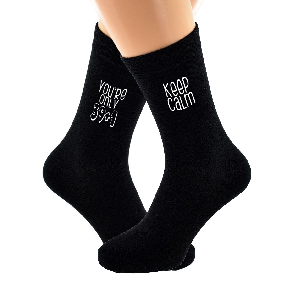 SAOLA Keep Calm You're Only age +1 Calze nere da uomo UK 5 12 X6N1178