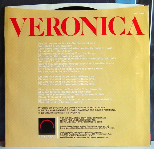 The Buckinghams 7": Veronica / Can We Talk About It 1985 Red Label Excellent - Picture 2 of 4