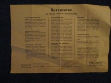 DDR 1 Rezept-Blatt VEB Omega  Rezepturen und Kochanleitung  für 1 Beutel Pektina