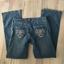 Jolt denim Jeans flared embroidered back pockets rhinestones Size 11