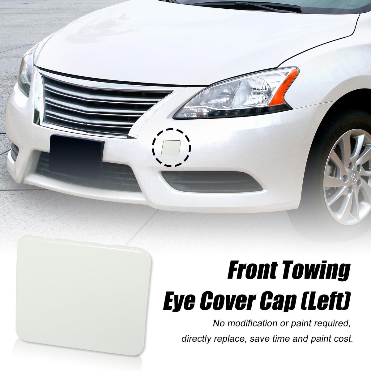 White Front Bumper Tow Hook Eye Cover Cap 622A0-3SH0A for Nissan