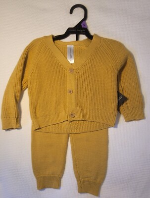Modern Moments By Gerber Baby Unisex Knit Cardigan Sweater & Jogger Set, 2 Piece