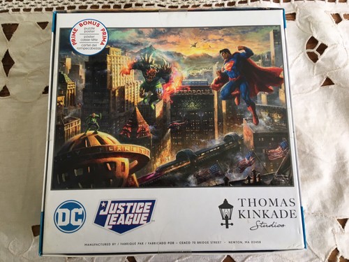 NEW SUPERMAN Thomas Kinkade 1000 Pc Puzzle Man Of Steel Justice League W/ POSTER - Picture 5 of 9