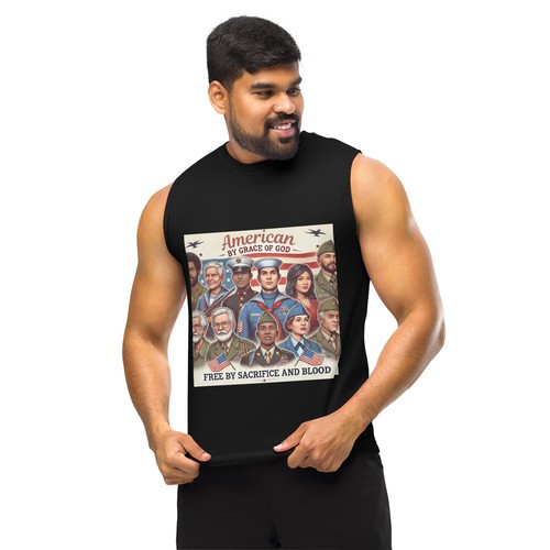 Retro Americana Patriotic Muscle Shirt - Soft Comfy Sleeveless Tank