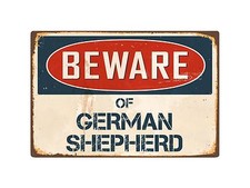 Beware Of German Shepherd 8" x 12" Vintage Aluminum Retro Metal Sign VS181
