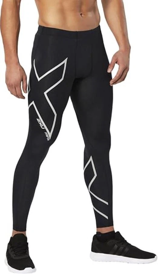 2XU Mens Hyoptik Compression Long Tights – (Black/SRF) - Image 3 of 4