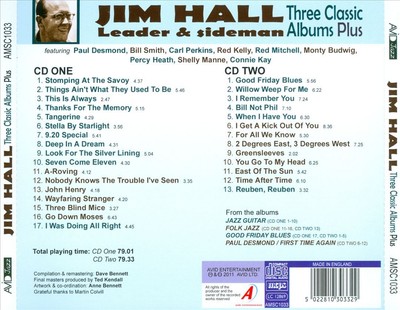 JIM HALL - THREE CLASSIC ALBUMS PLUS: JAZZ GUITAR/GOOD FRIDAY BLUES/PAUL DESMOND