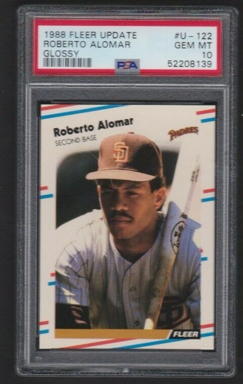 1988 FLEER UPDATE GLOSSY #U-122 ROBERTO ALOMAR ROOKIE GRADED PSA 10 GEM MINT