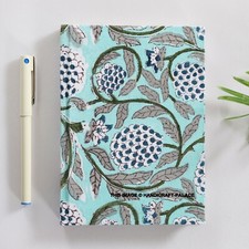 New Journal Diary Turquoise Floral Design Writing Notebook Block Printed Cover