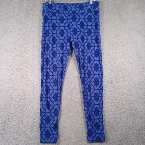 LuLaRoe Womens Blue Violet Geometric Leggings Size Medium 30" Waist Skinny