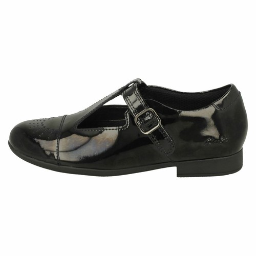 * SALE* GIRLS CLARKS SCALA SPIRIT K BLACK PATENT T BAR SHOES - Picture 4 of 8