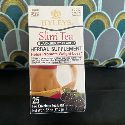 Hyleys Slim Tea Blackberry Flavor Weight Loss Herbal Supplement Cleanse & Detox