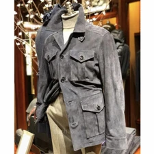 Men's Suede Multi-pocket Jacket Business Casual British Style Jacket Jackets Man