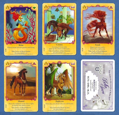 6 BELLA SARA ROYALTY SERIES CARDS #5 #11 #16 #37 #49 + SILVER 350 HORSESHOE CARD
