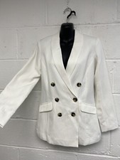 Mint Velvet White Oversized Double Breasted Blazer Jacket UK6 PWB2003042