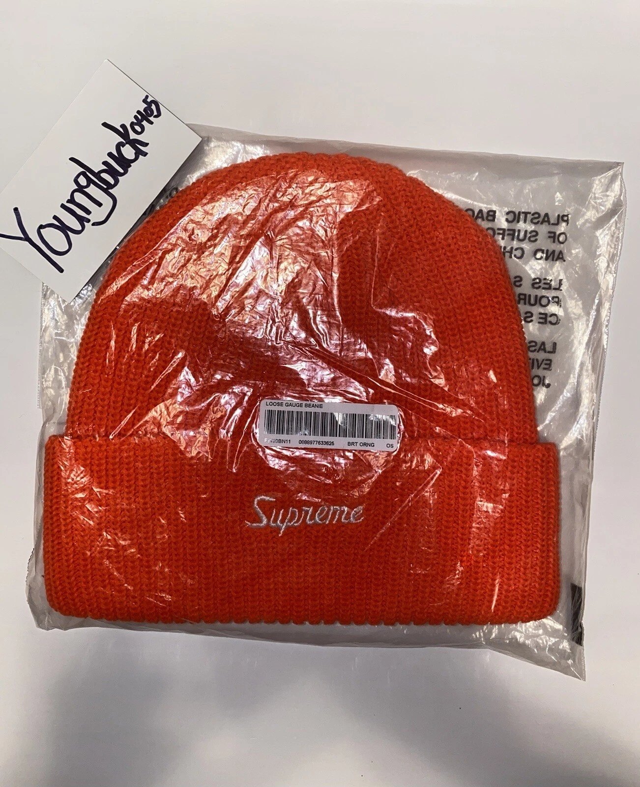 Bonnet Supreme FW20 Loose Gauge Orange Boîte Logo Bogo