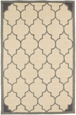 Cream & Gray Hand-Tufted Multicolored Trellis Rug Modern Decor Carpet 5x8 ft