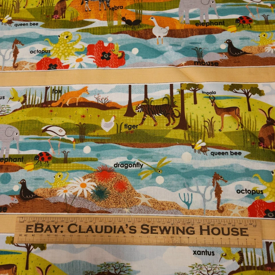 34" Animal Alphabet Flash Cards Lisa DeJohn Red Rooster Scenic Stripe - Image 2 of 4