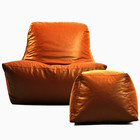 Bean Bag Gaming Chair Cover with Footrest Faux Leather Without Beans XXXL