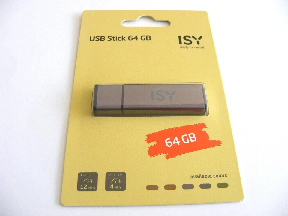 . . 64GB USB Stick 2.0 ( 64 GB USB-Stick 2.0 ) ISY Neu . .