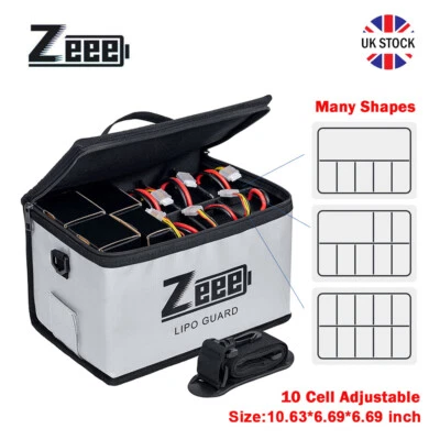 Zeee Lipo Safe Bag Guard Fireproof Waterproof 10 Cell Adjustable Battery Bag