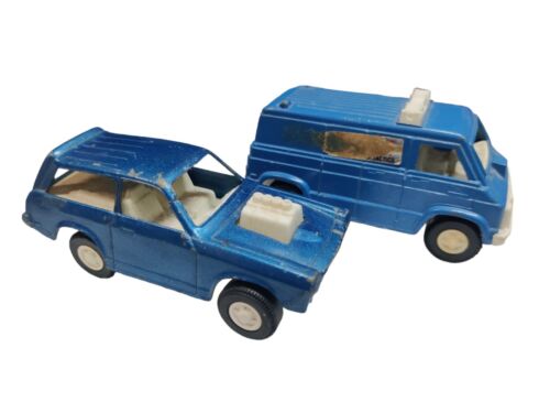Vintage Diecast Tootsie Toy Vega Metallic Blue Chevy Sport Wagon & Police Van - Picture 2 of 6