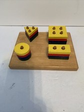 Wooden Educational Toddler Toys Geometric Shapes Block Board Stack Sort