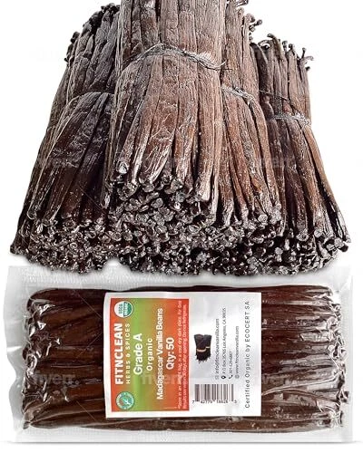 50 Organic Grade A Madagascar Vanilla Beans. Certified USDA Organic for Extra...