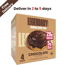 Legendary Foods Protein Sweet Roll Chocolate 4 Pack Protein Snack Gluten
