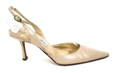 JIMMY CHOO BEIGE LEATHER SLINGBACK PUMPS SZ.36.5/6