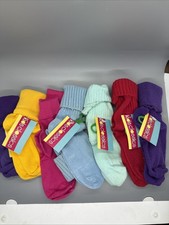 Vtg Lot Of 7 90s Anklet Cuff Cotton Blend Socks Girls 6-8.5 NOS Kids Classics