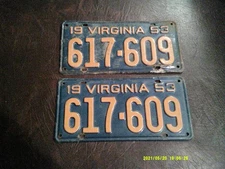 1953 Virginia License Plate Pair