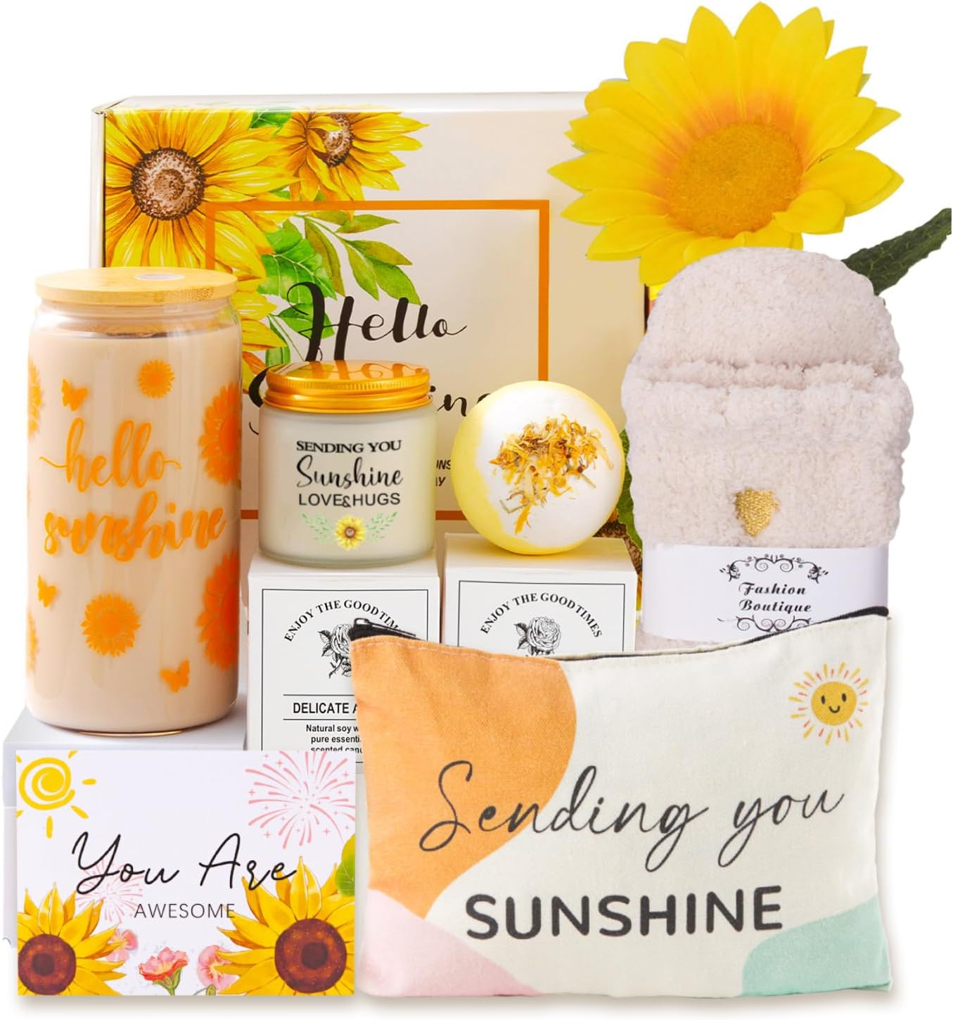 Sunflower Gifts for Women,Birthday Hampers Pamper Gift for Her,Get Well Soon Gif
